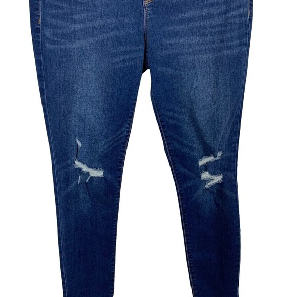 Old Navy Rockstar Jeans 6 Dark Wash Distressed Mid Rise Stretch Skinny - Picture 3 of 8